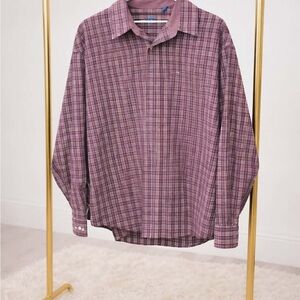 Izod Men's Casual Plaid Shirt - Purple and Red